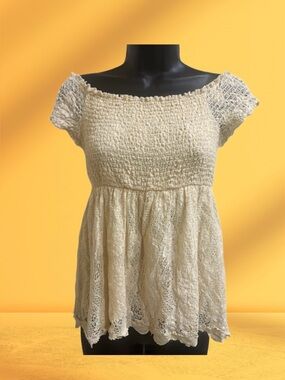 Women's Lace Babydoll Top in Cream❤️NEW